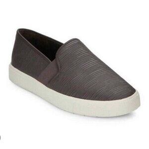 Vince Dark Grey Blair Leather Platform Slip-on Sneaker Shoe Loafer Textured